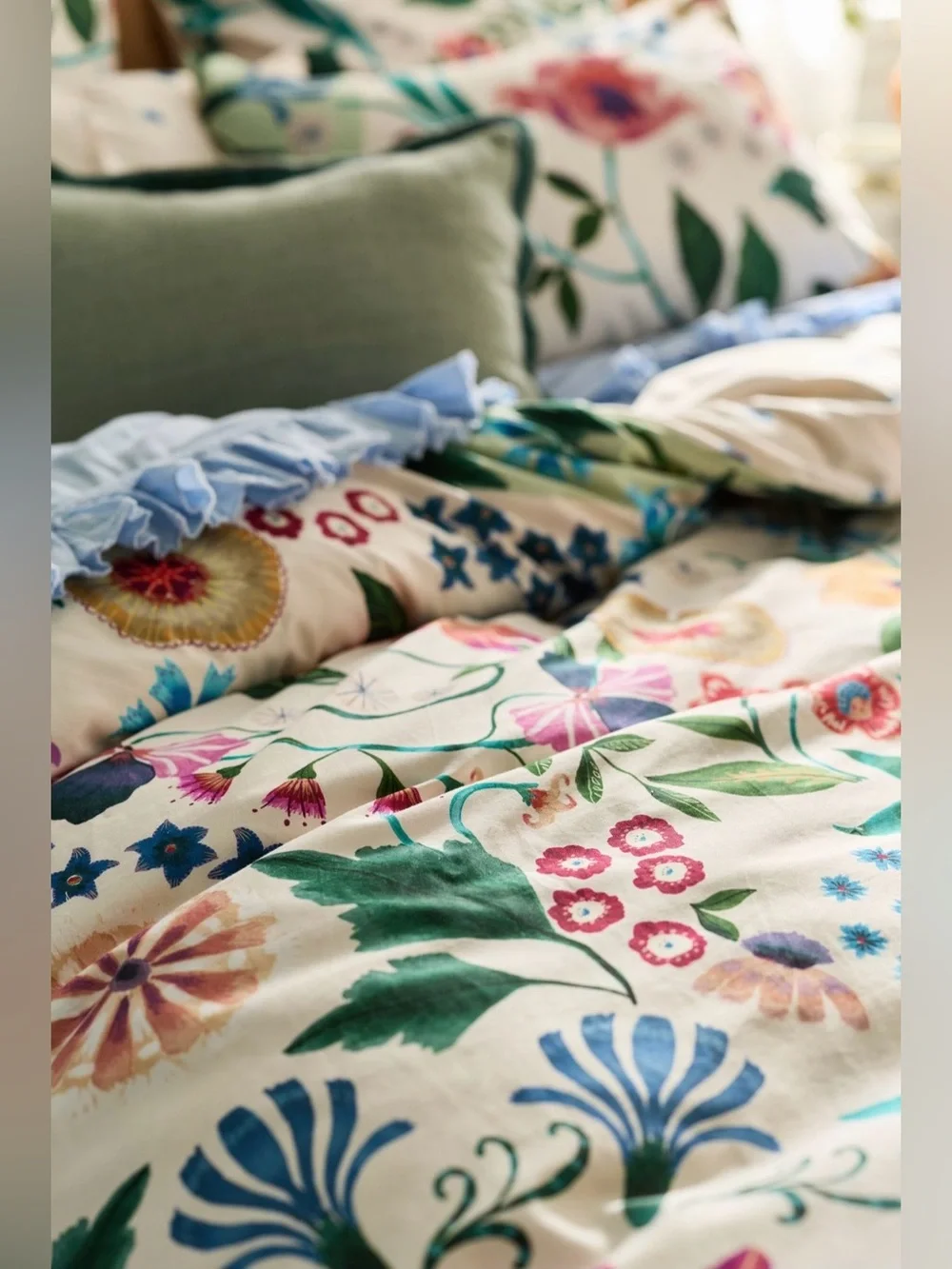 Anthropologie Organic Cotton Printed Sateen Duvet & 2 Shams